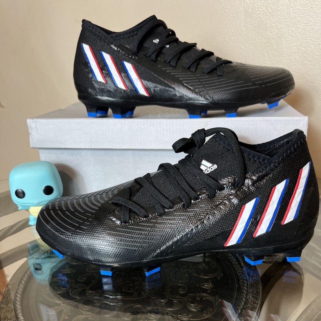 Adidas Predator Edge .3 Fg Black Blue Soccer Cleats Men Sz 5.5 / Women Sz 6.5
